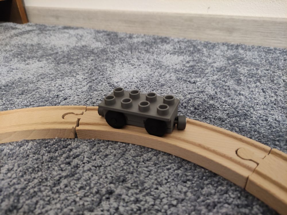 Duplo-Compatible Wooden Train Wagon Base