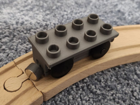 Duplo-Compatible Wooden Train Wagon Base