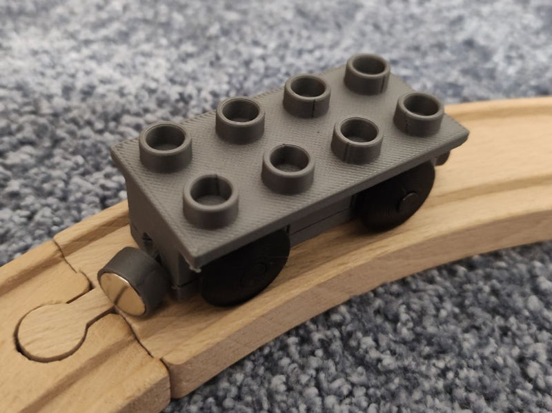 Duplo-Compatible Wooden Train Wagon Base