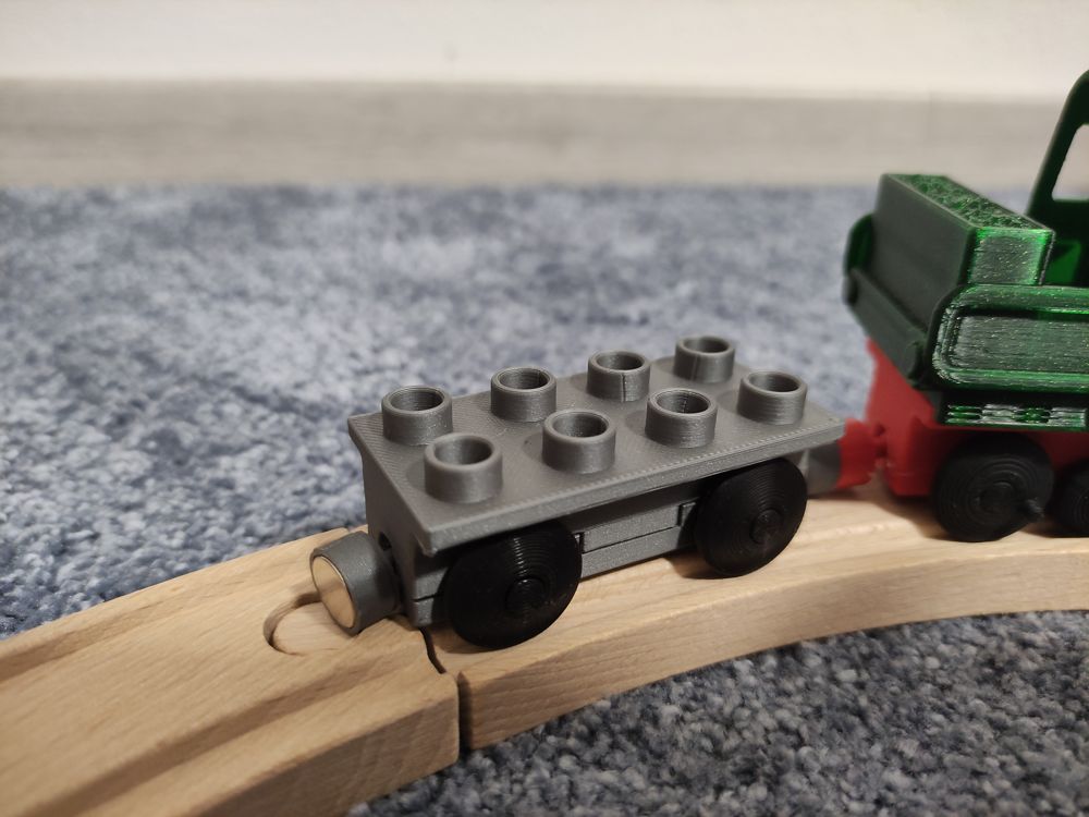 Duplo-Compatible Wooden Train Wagon Base