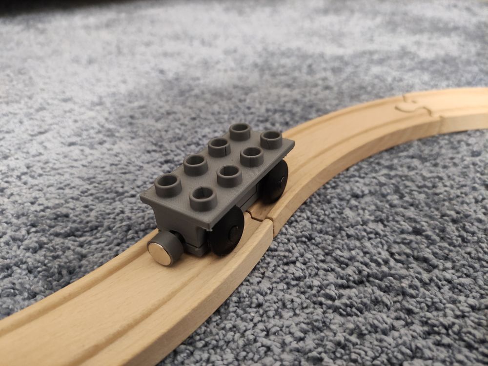 Duplo-Compatible Wooden Train Wagon Base