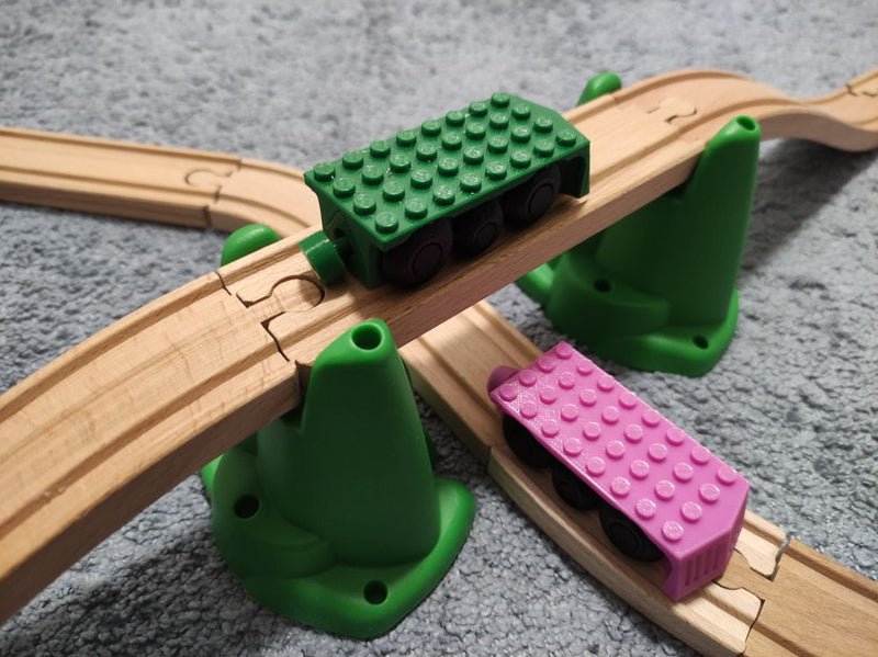 Brio-Compatible Train Base with Classic Brick Pins