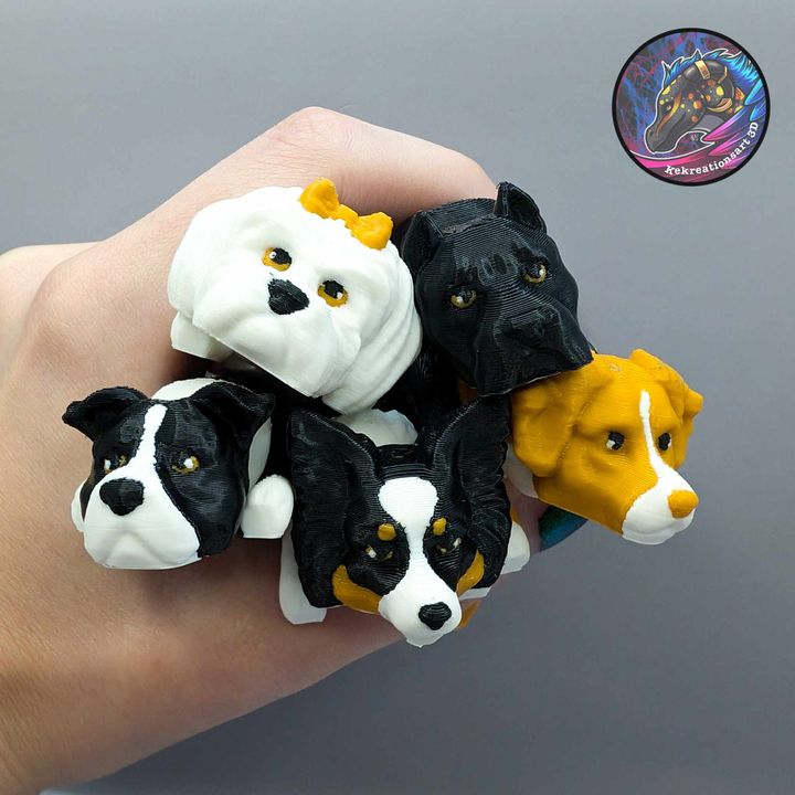 Baby Flexi Dogs Set 7 (1 of 2) – Mini Articulated Puppy Figures
