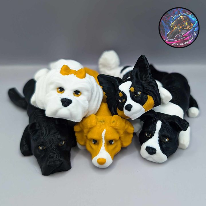 Baby Flexi Dogs Set 7 (1 of 2) – Mini Articulated Puppy Figures