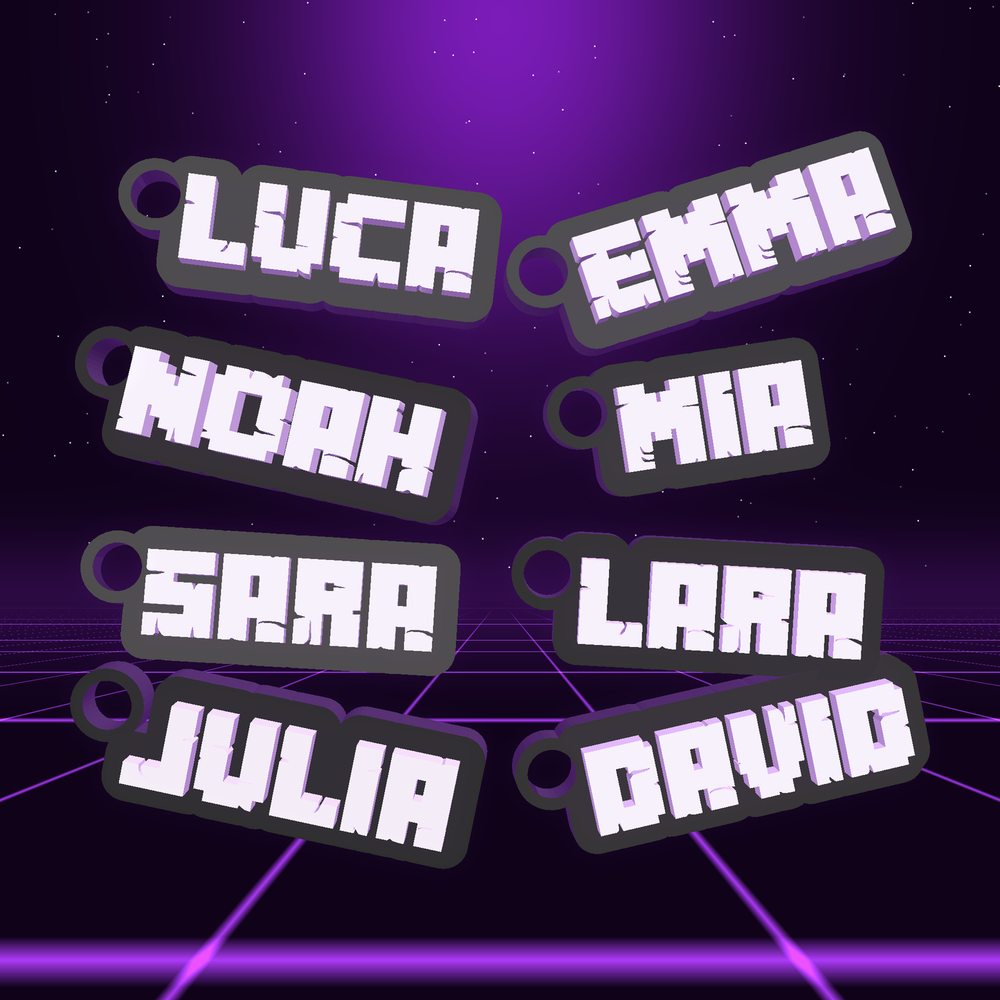 Personalized Name Keychain – Pixel Block Font