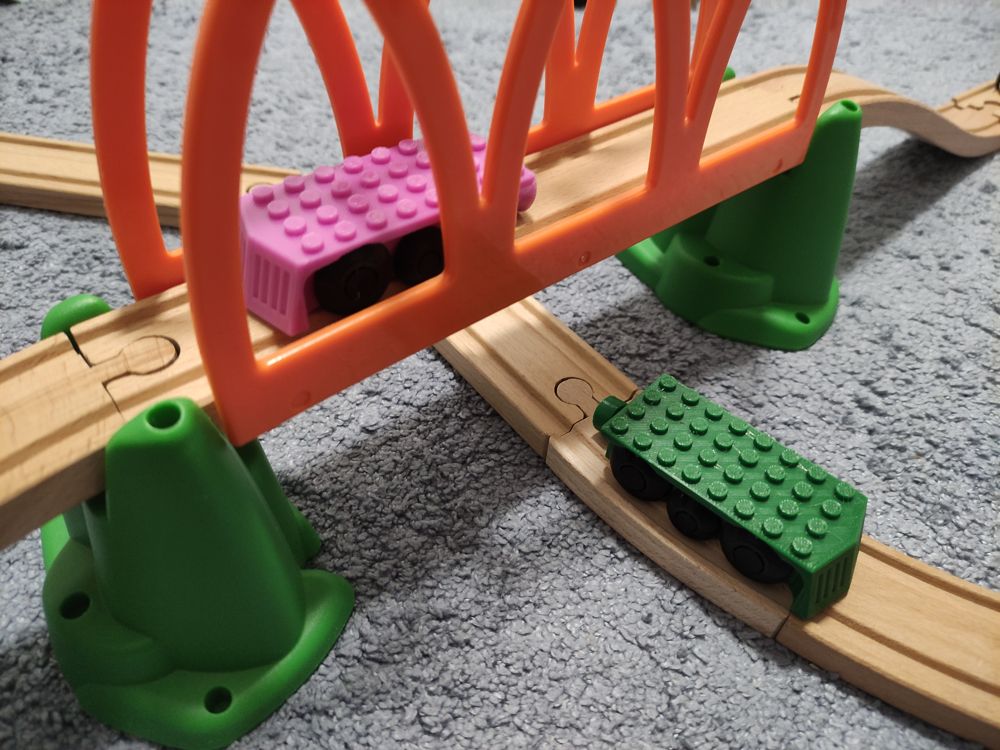 Brio-Compatible Train Base with Classic Brick Pins
