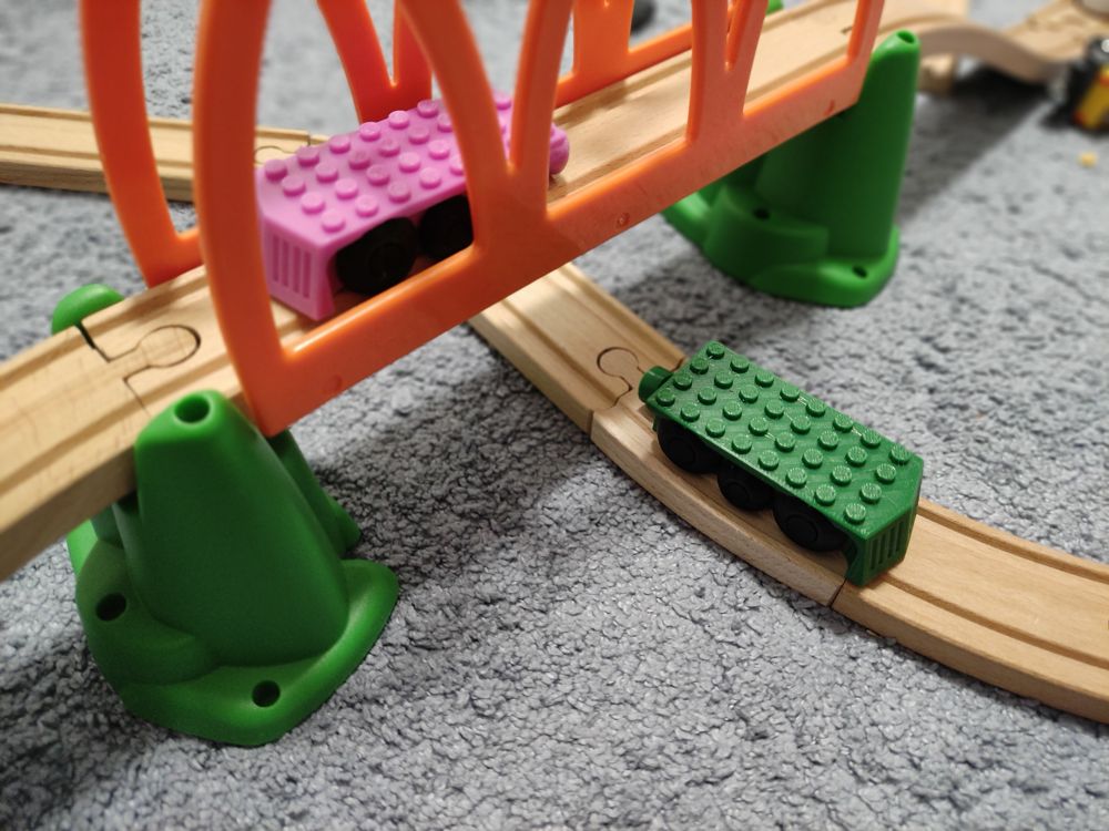 Brio-Compatible Train Base with Classic Brick Pins