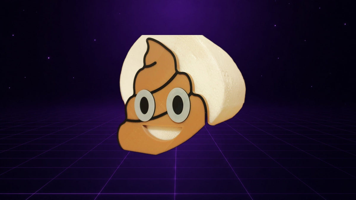 Klopapierhalter mit Kackhaufen-Emoji